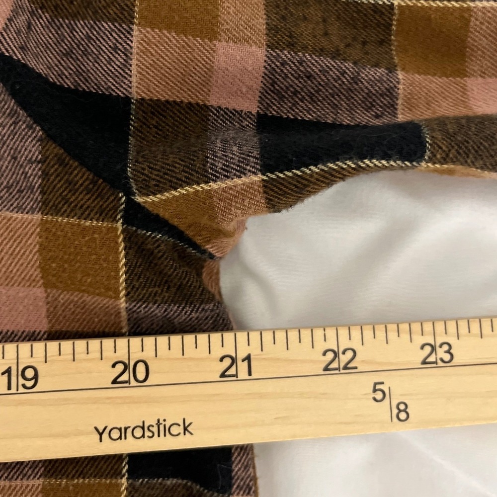 Madewell Preppy Plaid Flannel Button Down Shirt Brown Tan Black Cotton Size XS - Picture 7 of 9